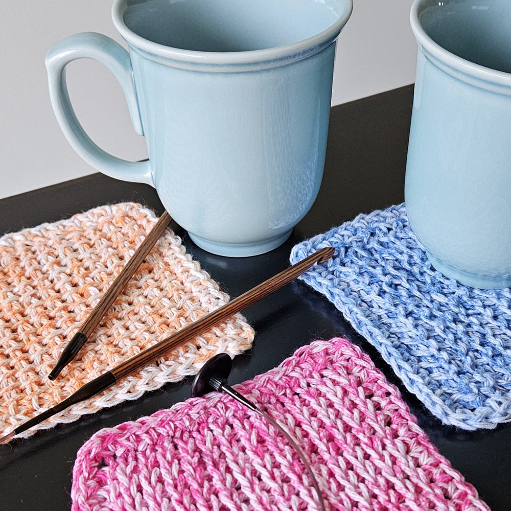 Tunisian Crochet 101: a trio of coasters!