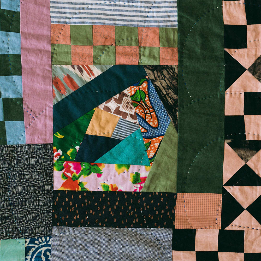 Improvised and hand-assembled quilt blocks